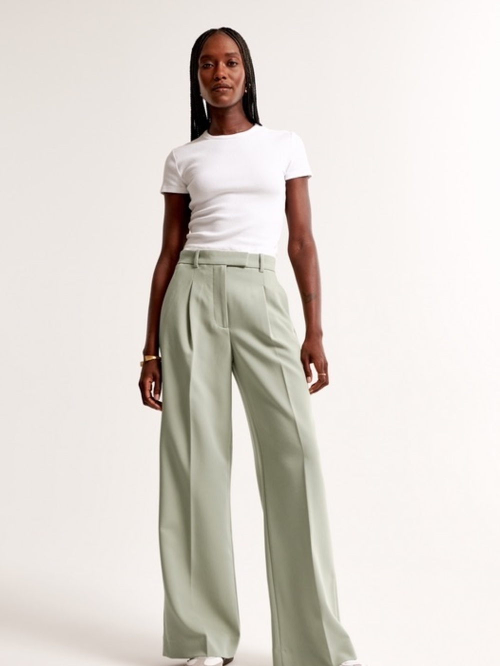 Abercrombie & Fitch Sage Green Wide-Leg Trousers